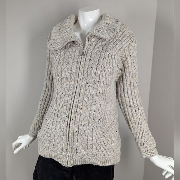 Aran Mur Irish Knit Merino Wool Zippered Cardigan. - Picture 1 of 11